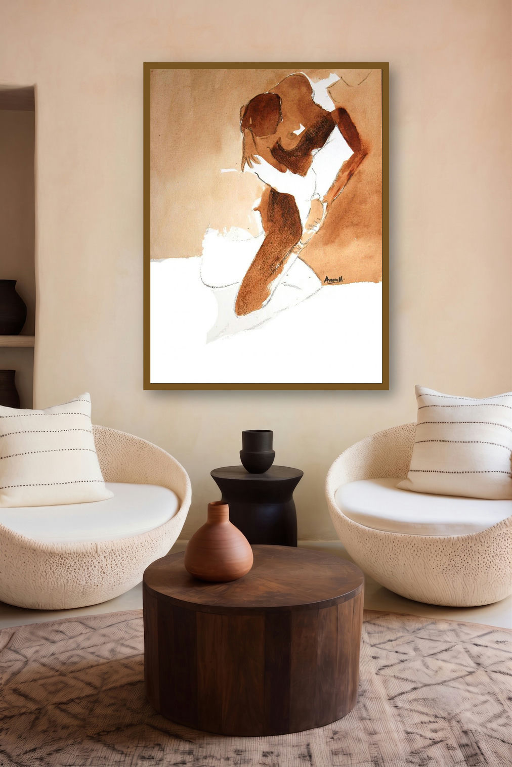 Kamasutra Nude Couple 3 (Introspection) by artist Arun K Mishra displayed in a Designer gallery