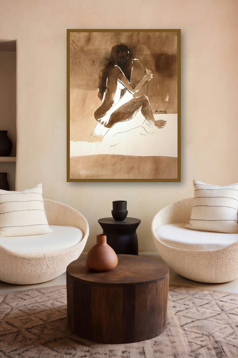 Kamasutra Nude Couple (Embrace) by artist Arun K Mishra displayed in a Modern gallery