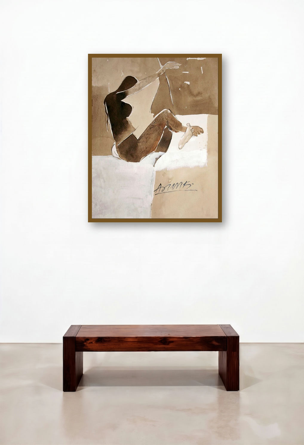 Kamasutra Nude Pose (Contemplation) by artist Arun K Mishra displayed in a Contemporary Hotel Lobby