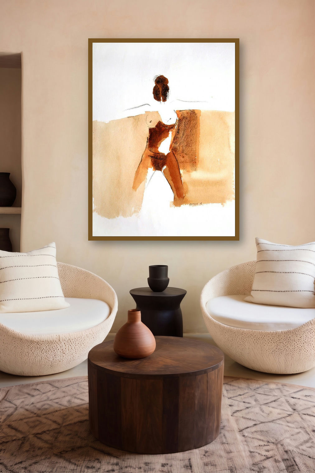 Kamasutra Nude Women (Contour Study) by artist Arun K Mishra displayed in a Boutique gallery
