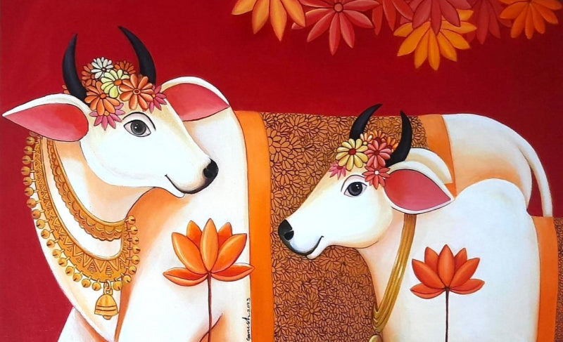 Kamdenu 2' religious acrylic painting by artist Ganesha Chary, 30x35 inch, on canvas