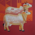 Kamdenu Divine Grandeur' religious acrylic painting by artist Ganesha Chary, 24x24 inch, on canvas