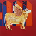 Kamdenu Divine Prosperity' religious acrylic painting by artist Ganesha Chary, 24x24 inch, on canvas