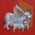 Kamdenu Rise Of Abundance' religious acrylic painting by artist Ganesha Chary, 15x15 inch, on canvas