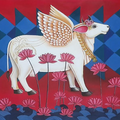 Kamdenu Unfolded' religious acrylic painting by artist Ganesha Chary, 24x24 inch, on canvas