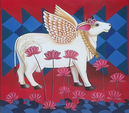Kamdenu Unfolded' religious acrylic painting by artist Ganesha Chary, 24x24 inch, on canvas