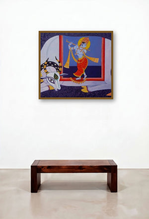 Kamdhenu 5 by artist Bhaskar Lahiri displayed in a Traditional Executive Office