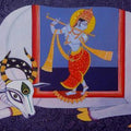 Religious acrylic painting titled 'Kamdhenu 5', 20x30 inches, by artist Bhaskar Lahiri on Canvas