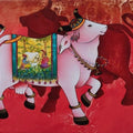 Religious acrylic painting titled 'Kamdhenu', 24x36 inches, by artist Paras Parmar on Canvas