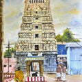 Kanchi Diaries 1' religious oil painting by artist Subhashree Sridhar, 13x11 inch, on canvas