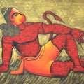 Kapeeshwar Lord Of The Monkeys 2' religious acrylic-charcoal painting by artist Pratiksha Bothe, 48x60 inch, on canvas