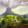 Landscape watercolor painting titled 'Kasgoan', 11x14 inches, by artist RAKESH SURYAWANSHI on Paper