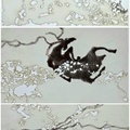 Kasturi Mrug Series 2' contemporary mixed-media painting by artist Shreya Wakle, 35x20 inch, on paper