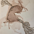 Kasturi Mrug Series 3' contemporary mixed-media painting by artist Shreya Wakle, 12x8 inch, on paper