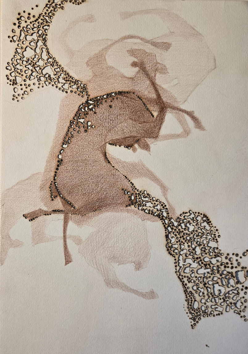 Kasturi Mrug Series 3' contemporary mixed-media painting by artist Shreya Wakle, 12x8 inch, on paper