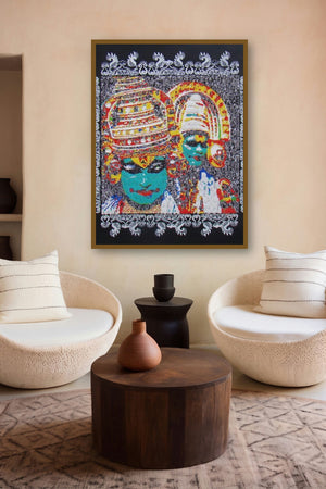 Katakhali (Kathakali Dancers) by artist Vinita Dasgupta displayed in a Contemporary Exhibition gallery