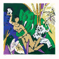 Figurative serigraphs painting titled 'Kerala 3', 41x40 inches, by artist M. F. Husain on Paper