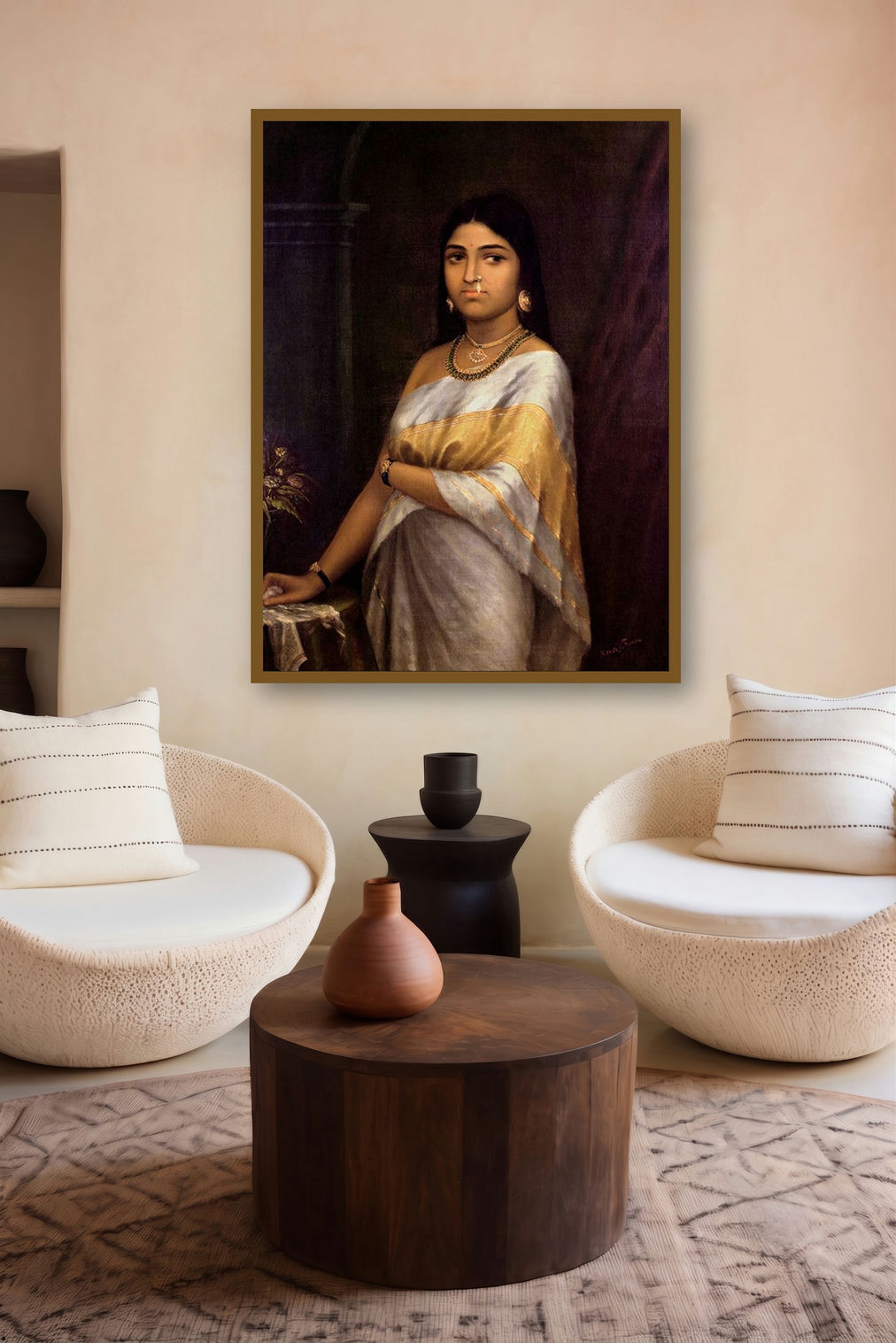 Kerala Royal Lady (Arjunas Cosmic Glimpse) by artist Raja Ravi Varma displayed in a Modern gallery