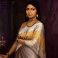 Figurative oil painting titled 'Kerala Royal Lady', 36x25 inches, by artist Raja Ravi Varma Reproduction on Canvas