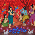 Religious acrylic painting titled 'Keshava', 48x48 inches, by artist Chetan Katigar on Canvas