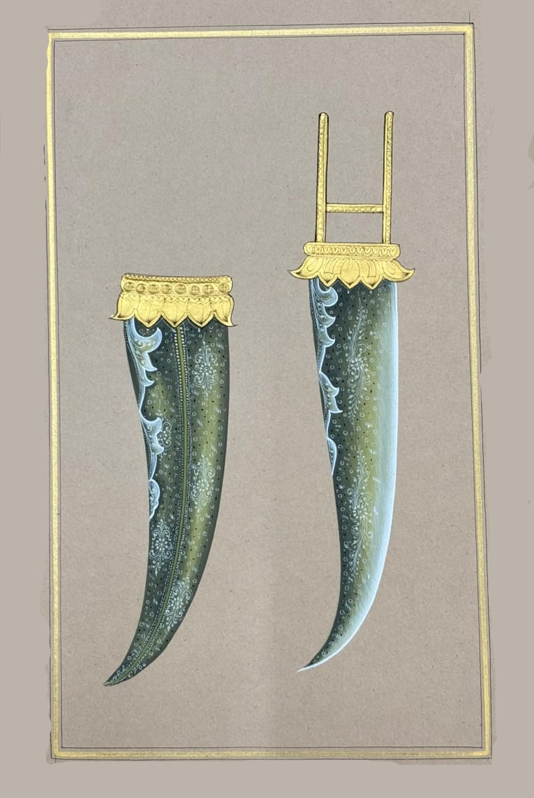 Khanjar' still-life miniature Traditional Art by artist Unknown, 11x7 inch, on paper
