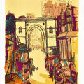 Cityscape serigraphs painting titled 'Khanpur Darwaza', 30x24 inches, by artist Vrindavan Solanki on Paper