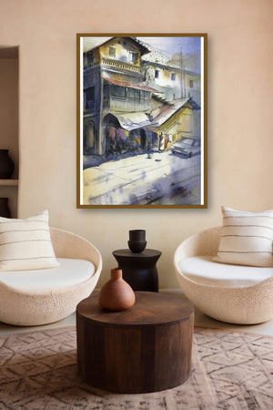 Khotachi Wadi (Urban Abode: A Glimpse of City Life) by artist Sourabh Nema displayed in a Museum Style gallery