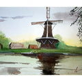 Cityscape watercolor painting titled 'Kinderdijk The Netherlands', 7x11 inches, by artist Arunava Ray on Paper