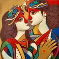 Figurative acrylic painting titled 'King And Queen 11', 24x24 inches, by artist Avinash Deshmukh on Canvas