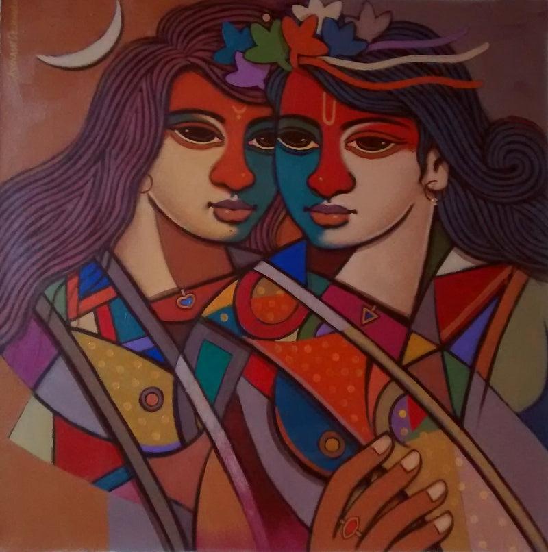 Figurative acrylic painting titled 'King And Queen 7', 24x24 inches, by artist Avinash Deshmukh on Canvas