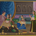 Figurative mughal traditional art titled 'King And Queen Moments', 15x11 inches, by artist Unknown on Silk
