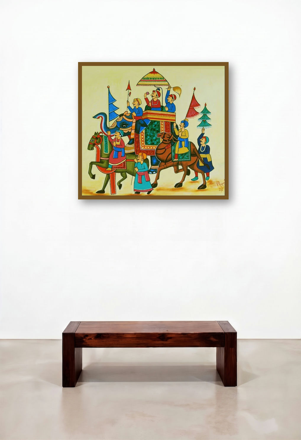 King Of The Procession (Majestic Grandeur) by artist Ragunath displayed in a Scandinavian Reception Area