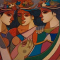 Figurative acrylic painting titled 'King Queen 4', 30x40 inches, by artist Avinash Deshmukh on Canvas
