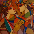 Figurative acrylic painting titled 'King Queen 6', 28x48 inches, by artist Avinash Deshmukh on Canvas