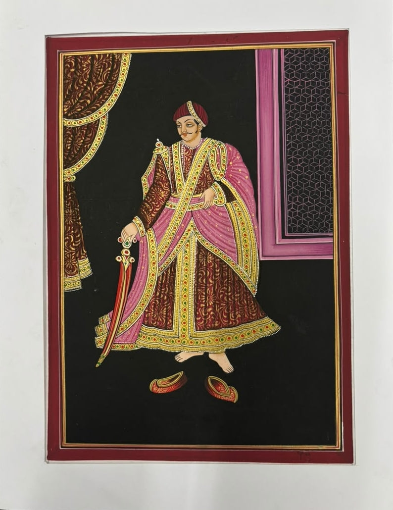 King' figurative miniature Traditional Art by artist Unknown, 12x9 inch, on silk