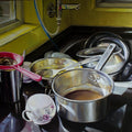 Kitchen 1' still-life oil painting by artist Dhananjoy Ghosh, 48x60 inch, on canvas
