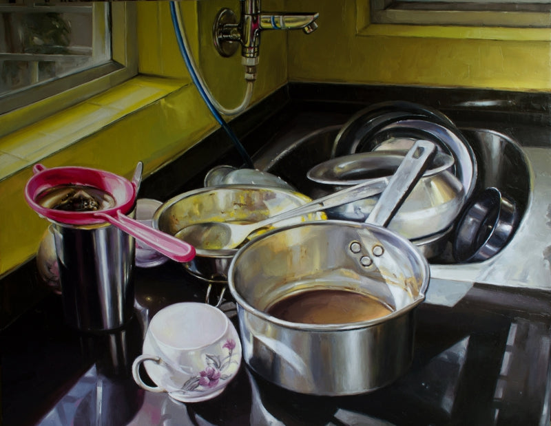 Kitchen 1' still-life oil painting by artist Dhananjoy Ghosh, 48x60 inch, on canvas
