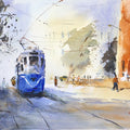 Kolkata Awakens' cityscape watercolor painting by artist Soven Roy, 14x20 inch, on paper