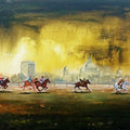 Cityscape acrylic painting titled 'Kolkata Polo', 36x60 inches, by artist Arjun Das on Canvas