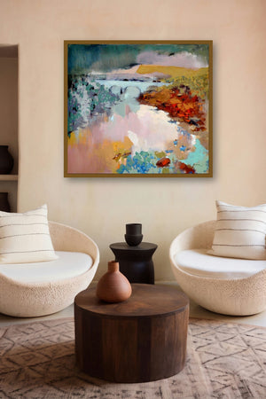 Konkan I (Riverside Harmony) by artist Sikandar Mulla displayed in a Minimalist gallery