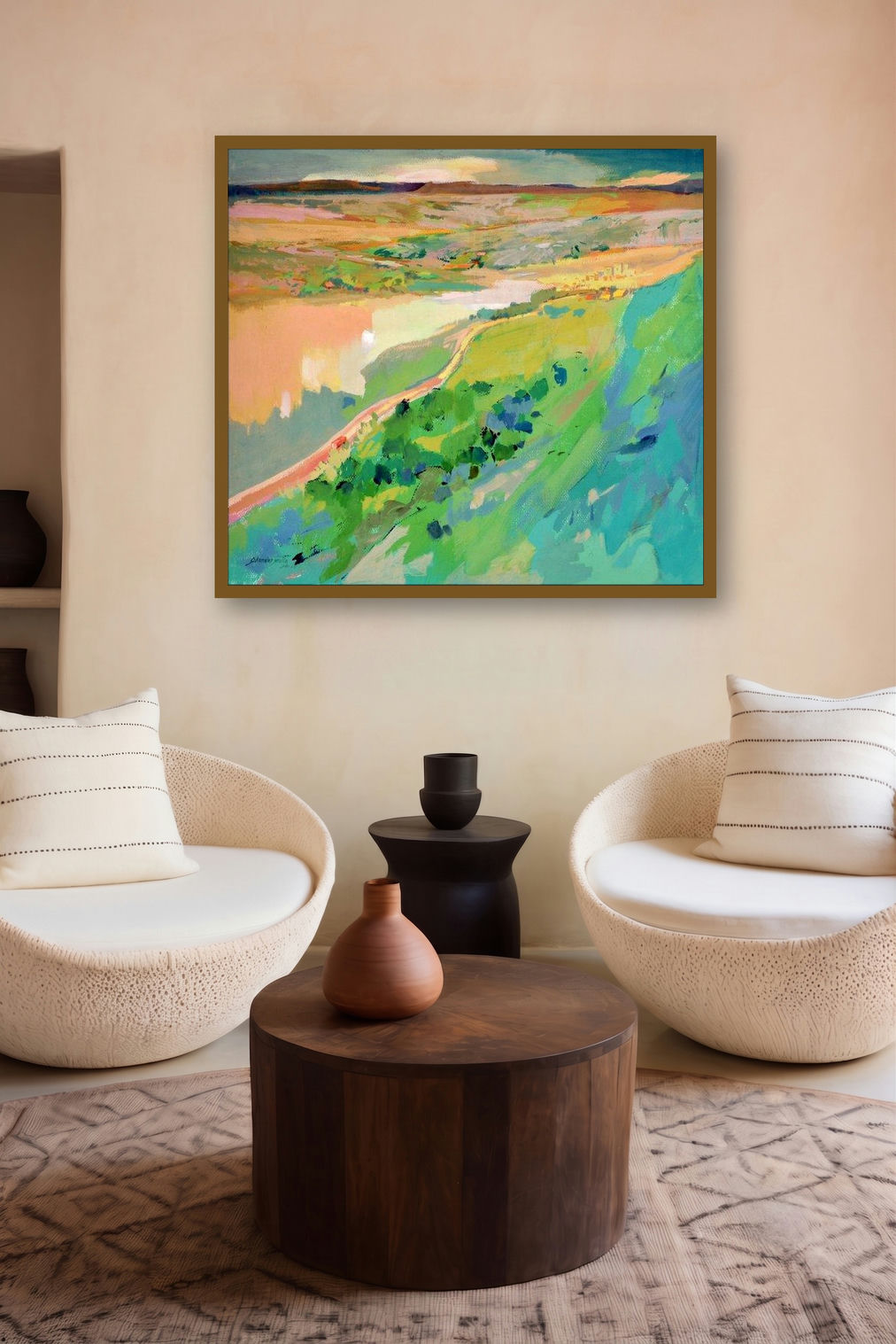 Konkan Iii (Rolling Hills) by artist Sikandar Mulla displayed in a Luxury gallery