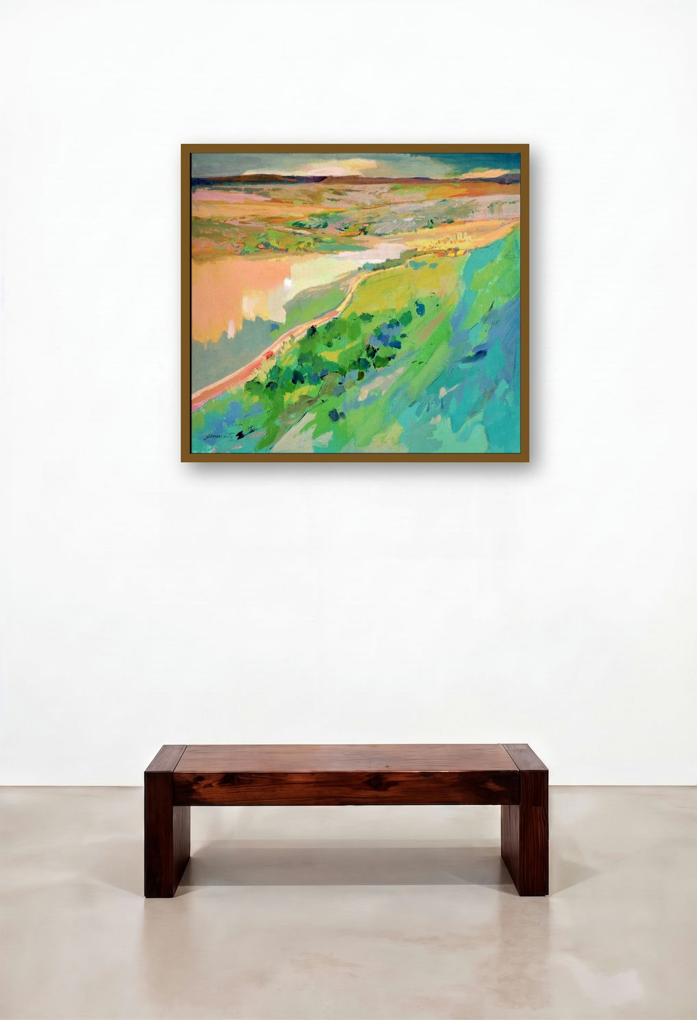 Konkan Iii (Rolling Hills) by artist Sikandar Mulla displayed in a Traditional Reception Area