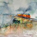 Landscape watercolor painting titled 'Konkan Rail', 18x12 inches, by artist Asit  Singh on Paper