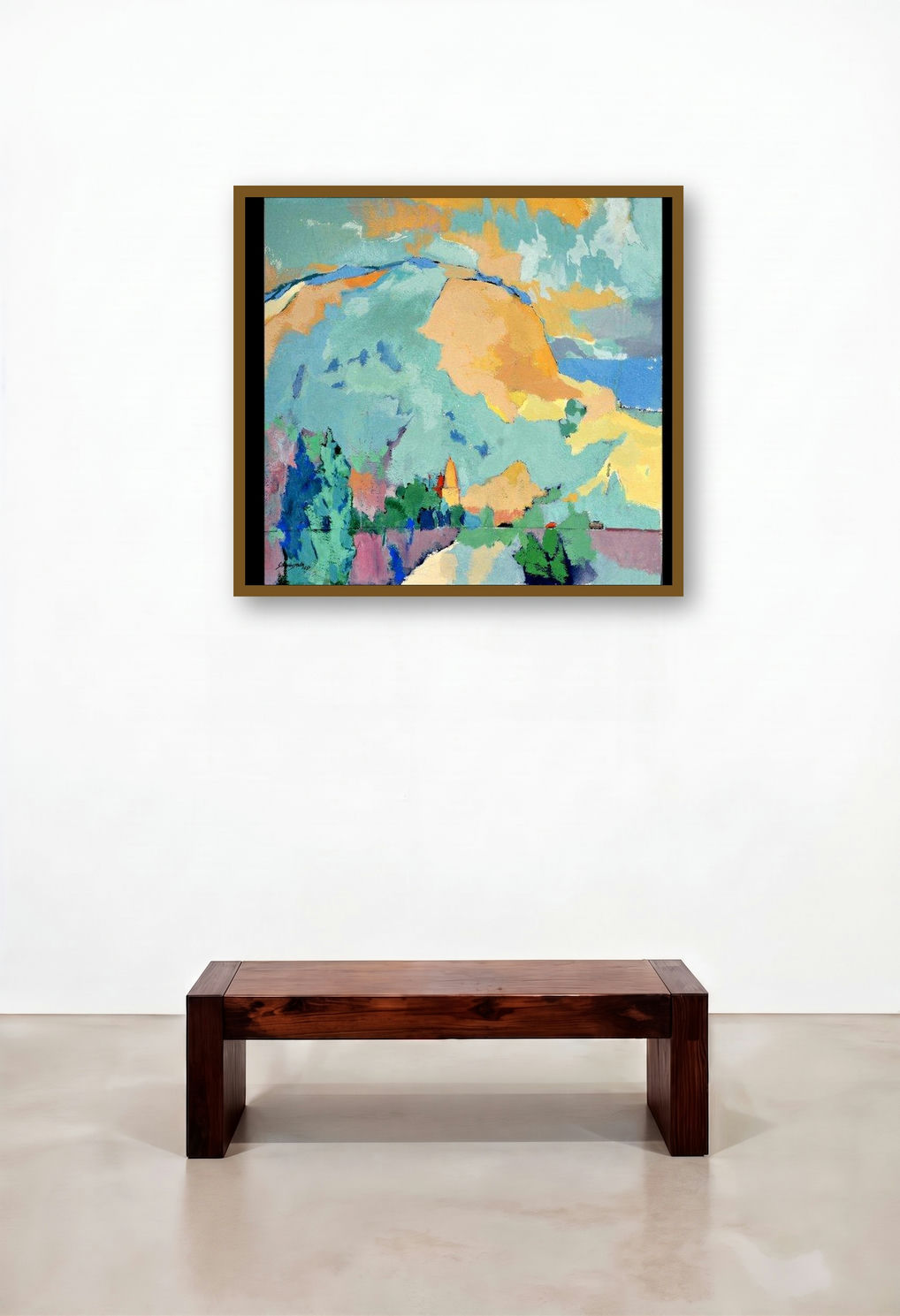 Konkan V (Ethereal Peak) by artist Sikandar Mulla displayed in a Transitional Dining Room