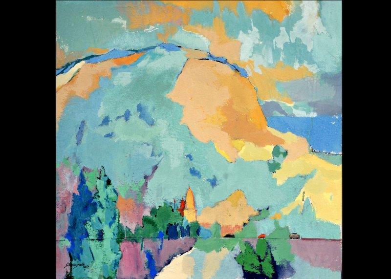 Nature postercolor painting titled 'Konkan V', 25x24 inches, by artist Sikandar Mulla on Paper