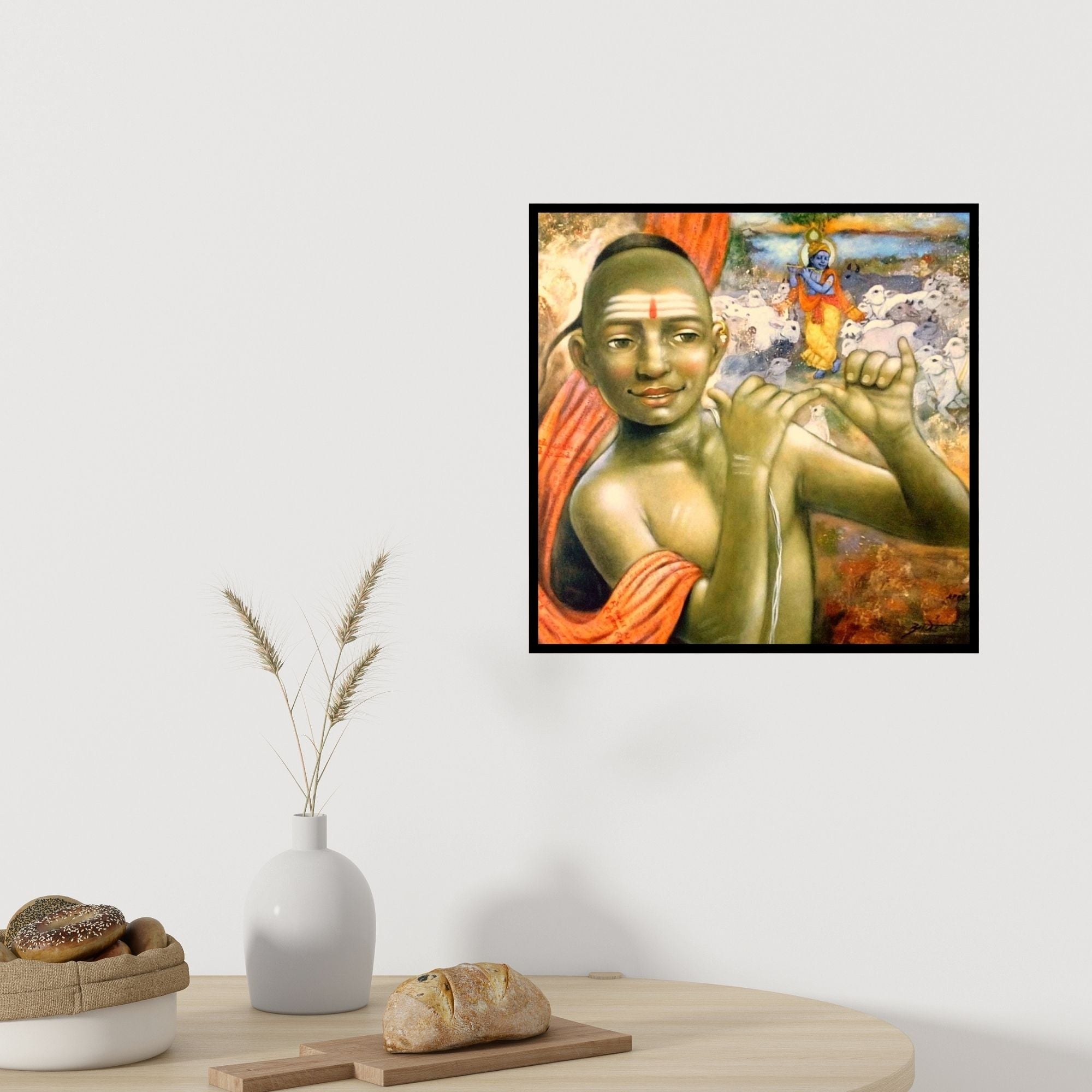 In-situ view of Apet Pramod's 'Krishna' painting in a room