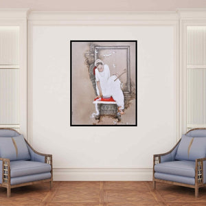 In-situ view of Mintu Mallick's 'Krishna' painting in a room