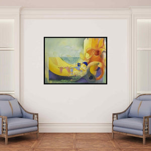 In-situ view of Durshit Bhaskar's 'Krishna (Symphony of the Soul)' painting in a room