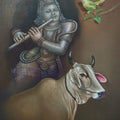 Religious oil painting titled 'Krishna', 24x18 inch, by artist Gopal Sharma on Canvas