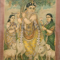Krishna' religious oleograph painting by artist Raja Ravi Varma, 25x19 inch, on paper